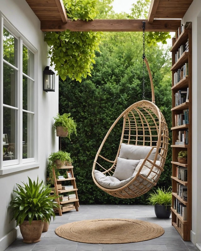 Reading Oasis with Hanging Chair and Built-in Bookcase