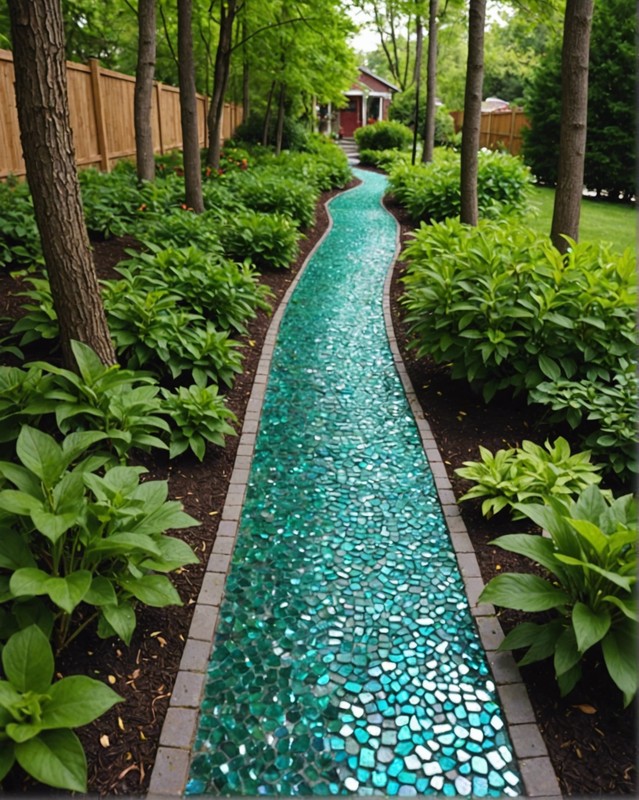 Recycled Glass Path with Shimmering Effect