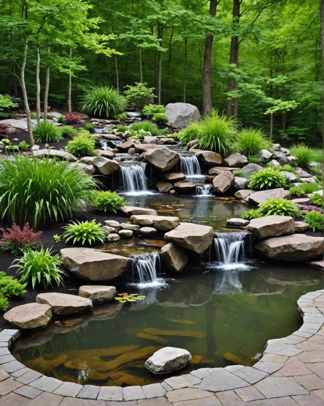 Rock Garden Pond with cascading waterfalls and boulders