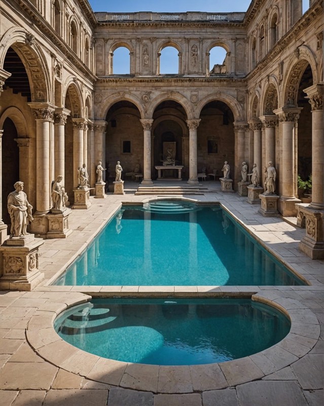 Roman Pool with Archways and Statues