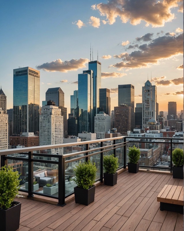 Rooftop deck with panoramic city views