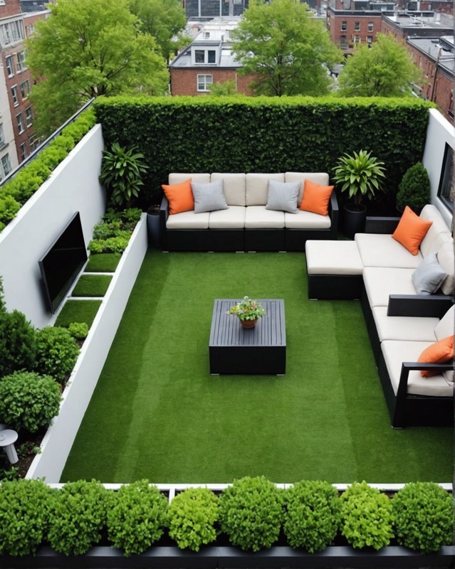 Rooftop Garden with Lounge Area and Artificial Turf 