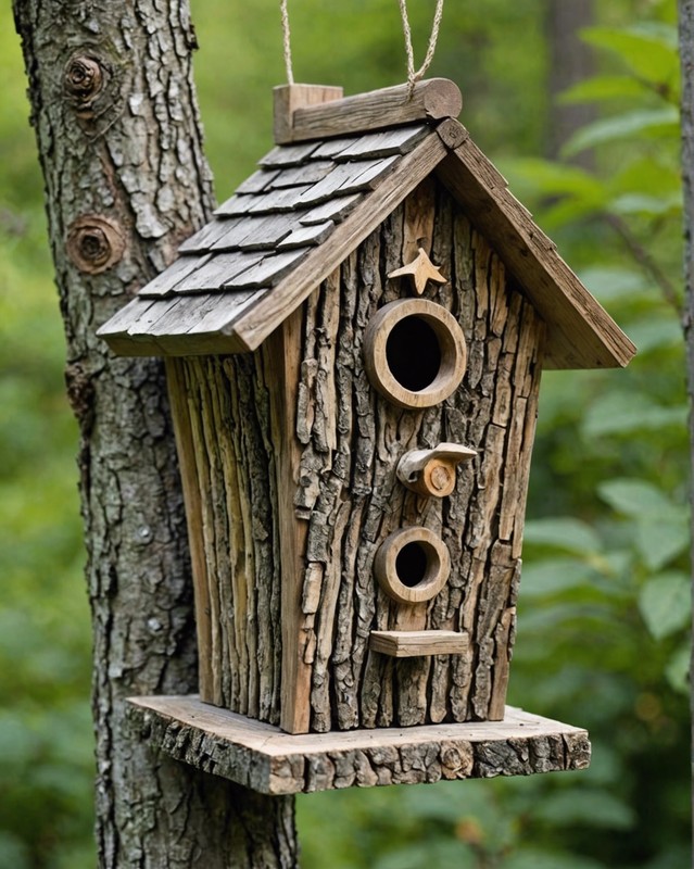 Rustic Branch Birdhouse with Natural Texture