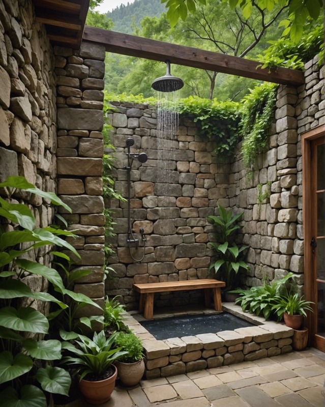 Rustic Stone Wall Shower Enclosure