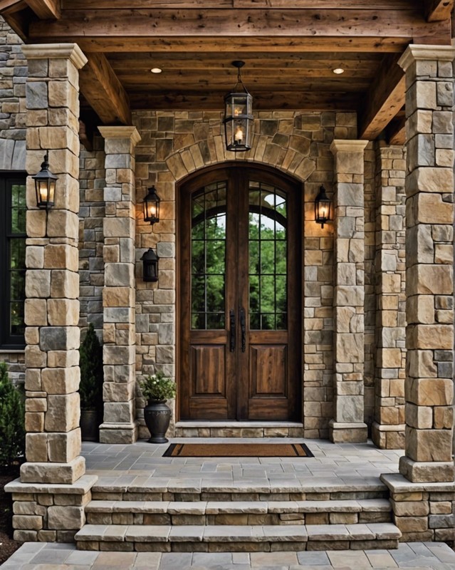 Rustic Wood with Stone Columns