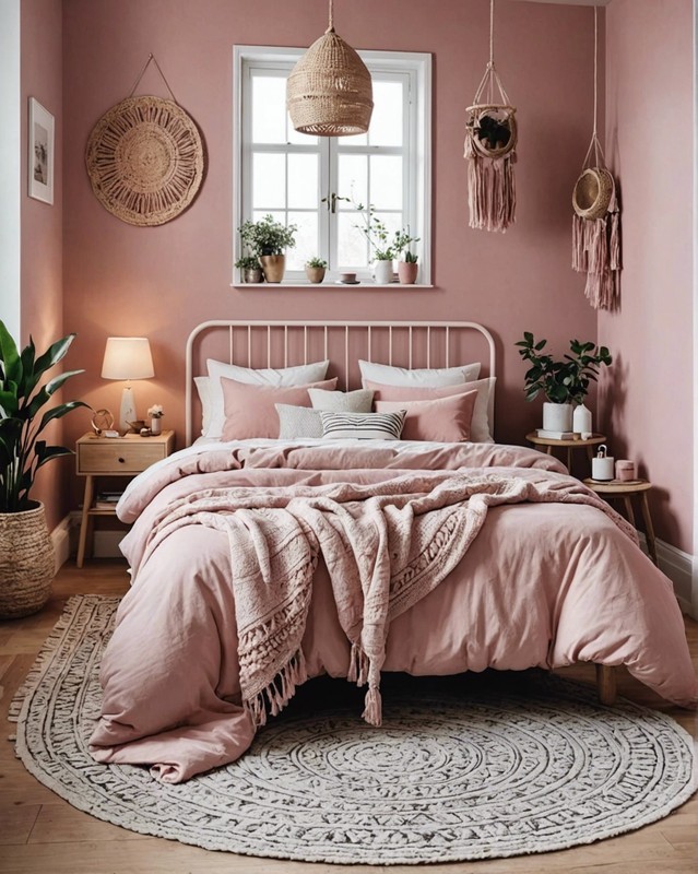 Scandinavian-Inspired Pink Boho Bedroom