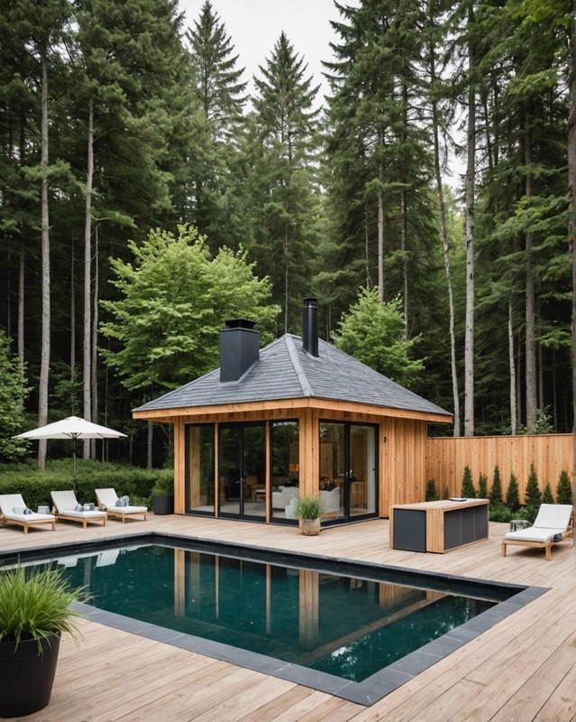 Scandinavian Pool House with a Wood-Burning Stove