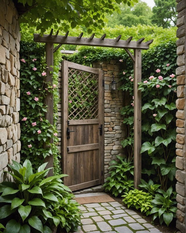 Secluded Outdoor Shower with a Trellis Entrance