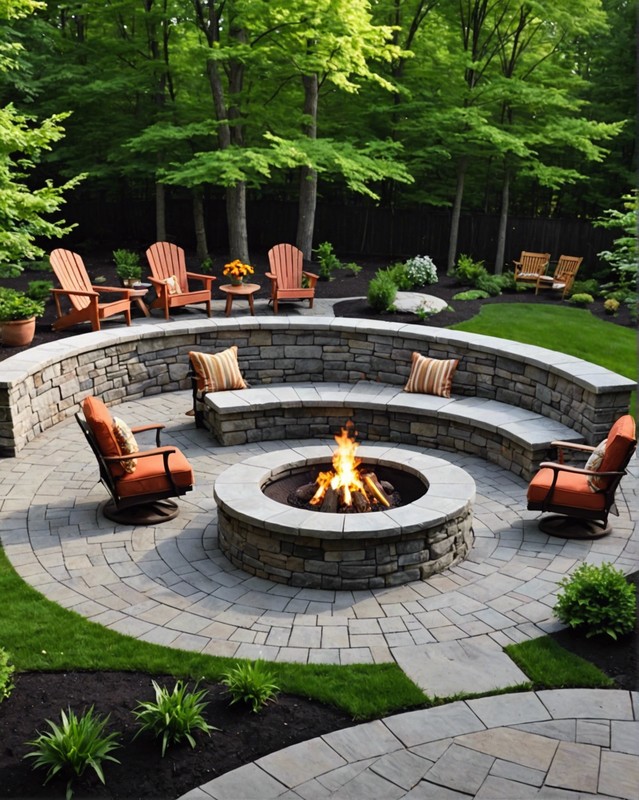 Serpentine Oasis with Rounded Fire Pit