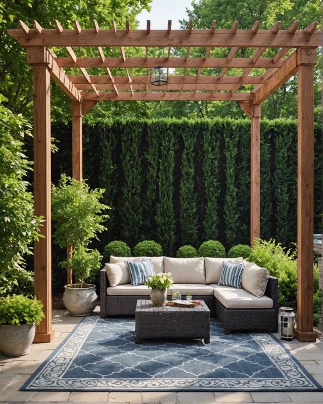 Shaded Reading Patio with Pergola and Outdoor Rug