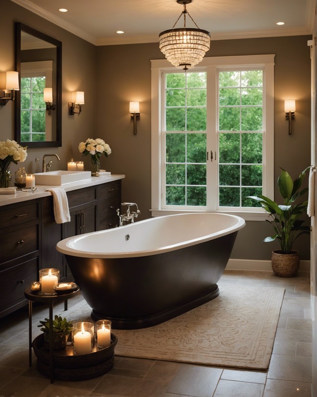 Spa-Inspired Oasis: Luxurious Bathtub and Serene Lighting