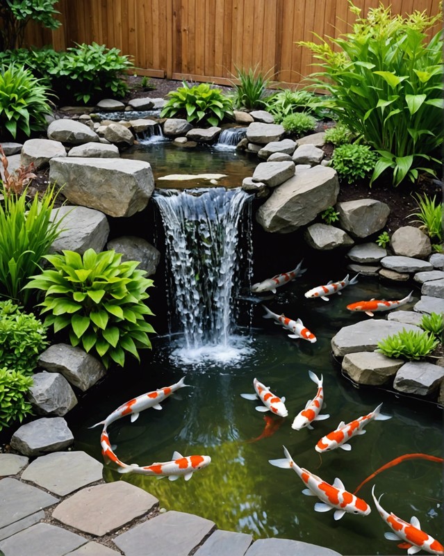 Sparkling Koi Pond with cascading waterfall