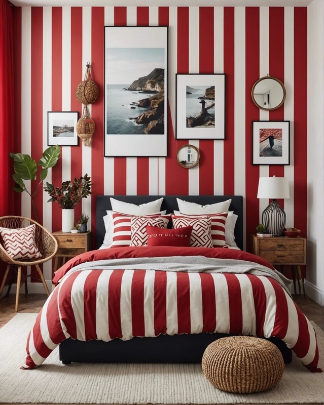 Statement Wall with Red and White Stripes