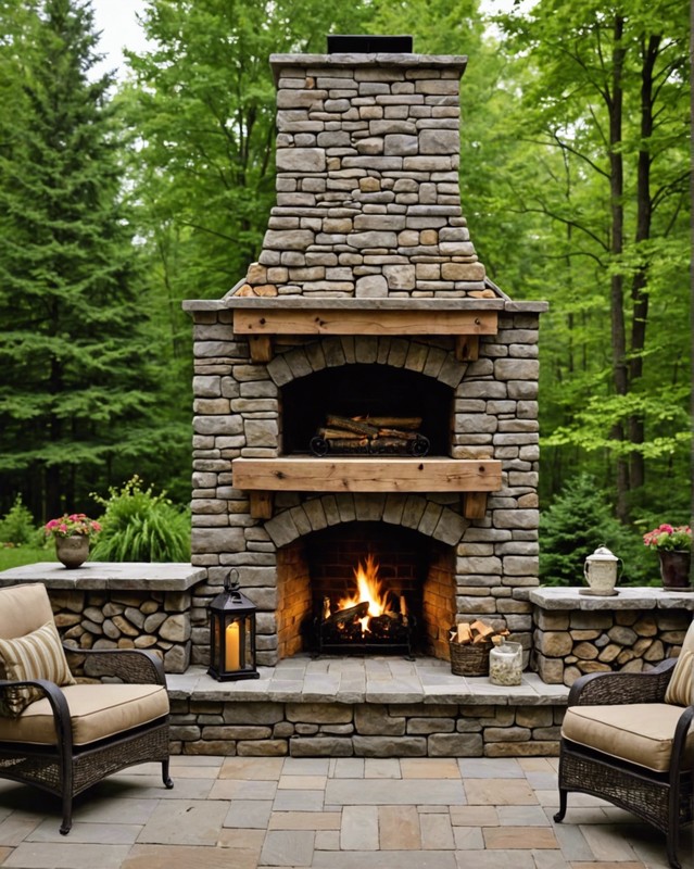 Stone and Mortar Fireplace