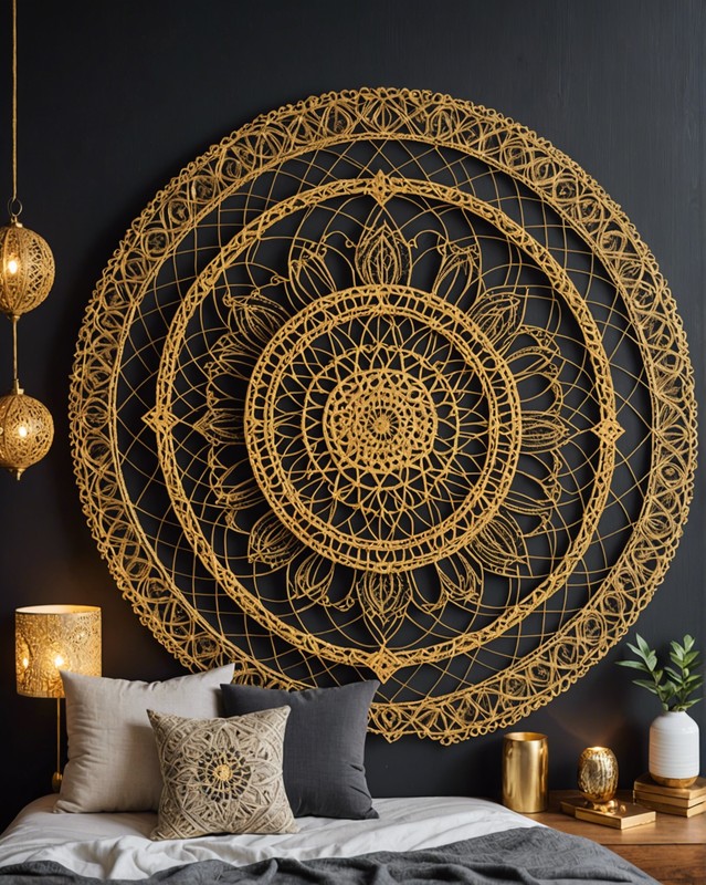 String Art Mandala with Gold Accents
