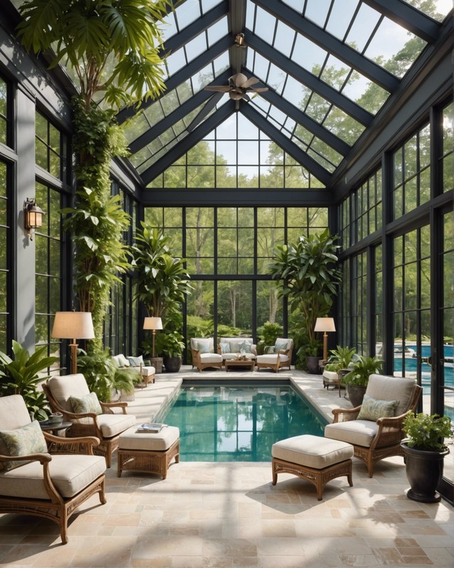 Sunroom Pool House with Skylights