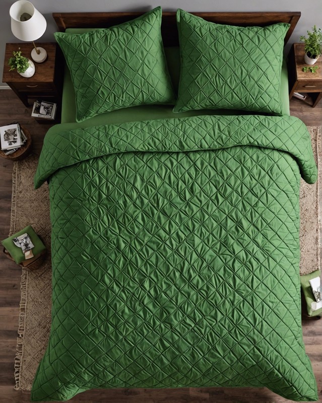 Textured Green Quilt and Shams