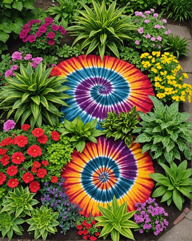 Tie-Dye Garden with Plants Arranged in Spirals