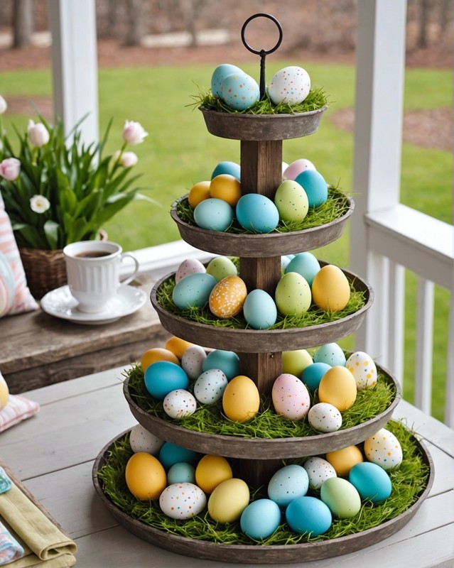 Tiered Tray with Easter Decorations