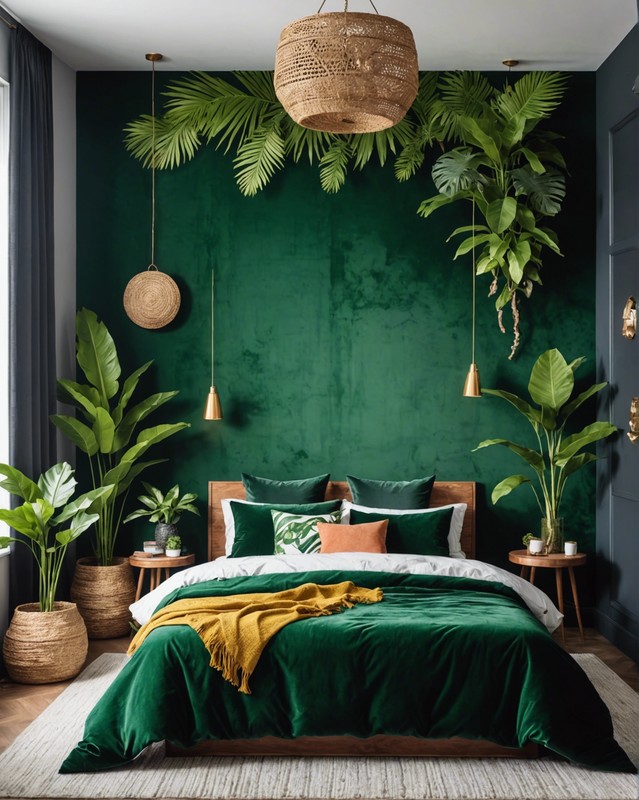 Tropical Green Velvet Accent Wall