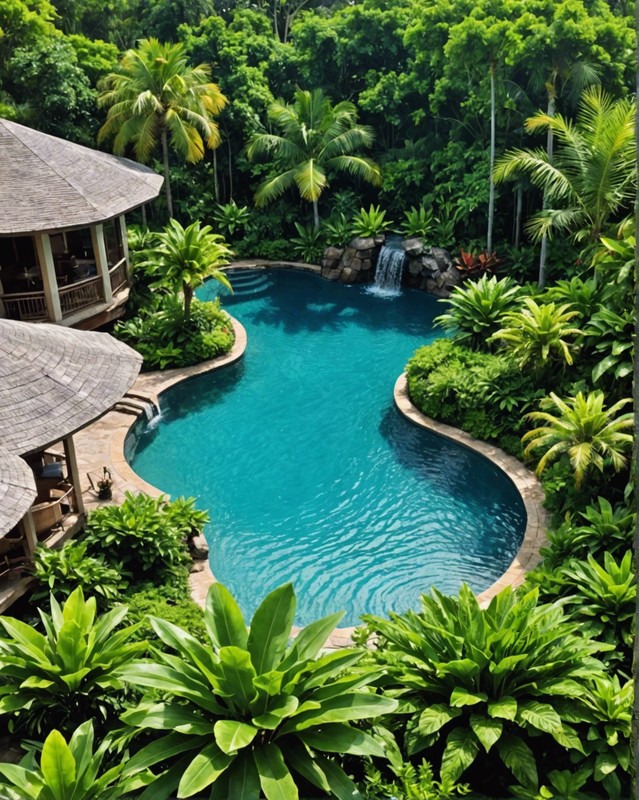 Tropical Lagoon Pool with Lush Landscaping