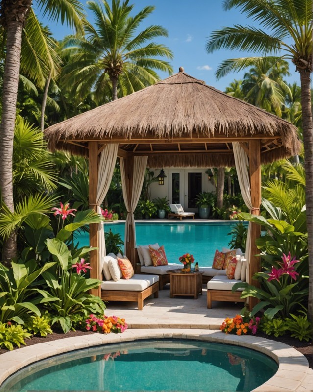 Tropical Oasis with Palm Tree Roof