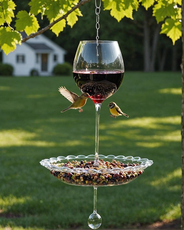 Upside-Down Wine Glass Bird Feeder