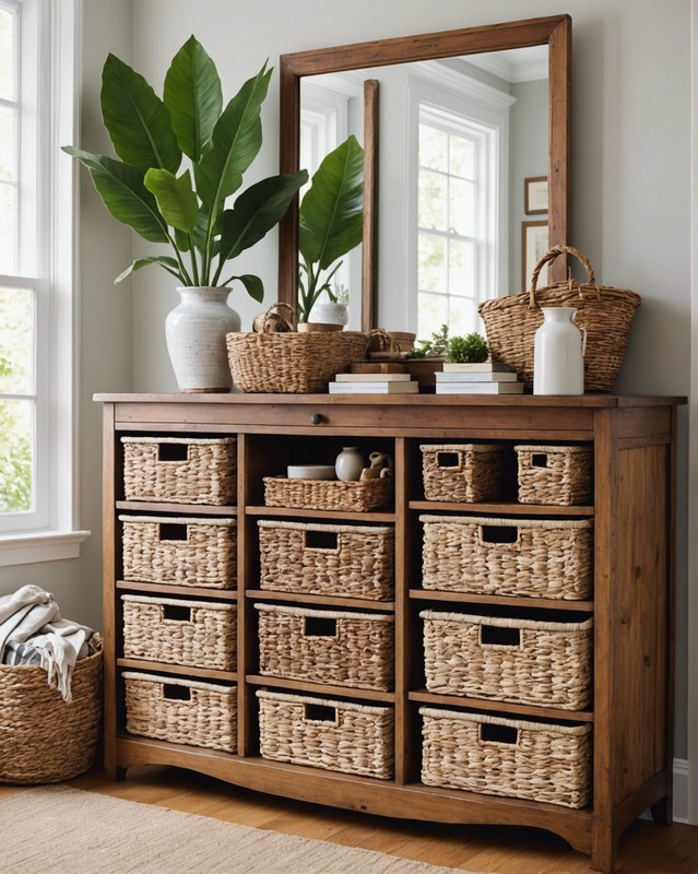 Use baskets and boxes for storage