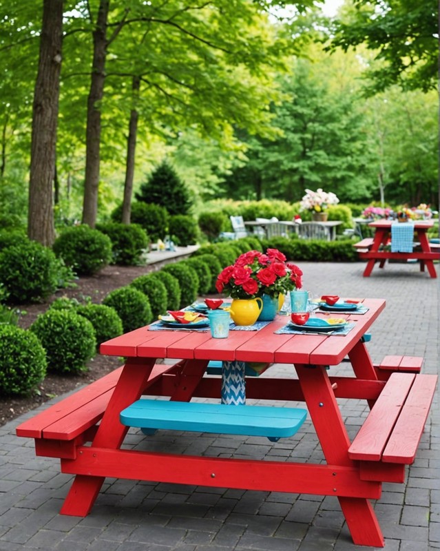 Vibrant and Colorful Picnic Table
