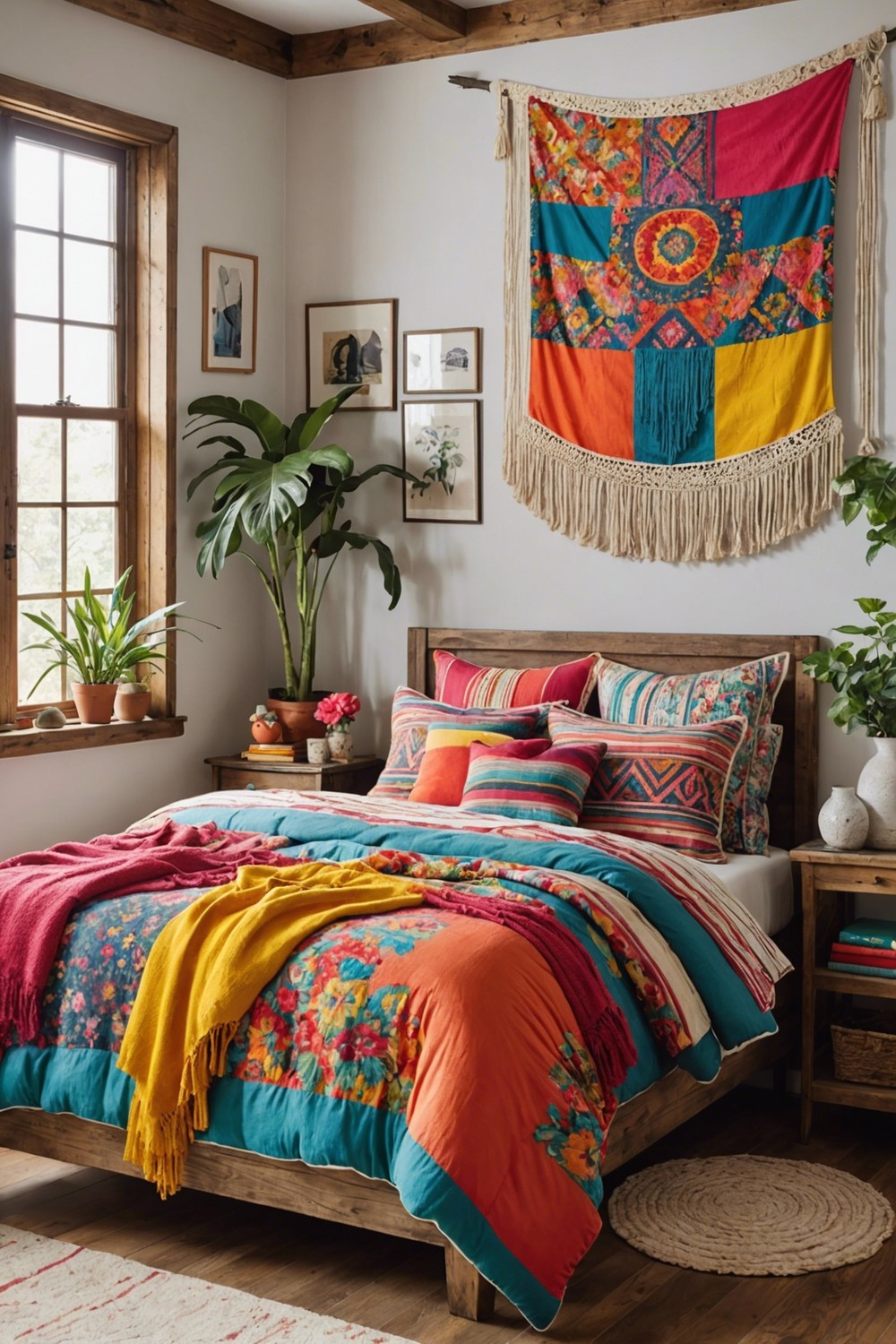 Vibrant Colored Bedding In Clashing Patterns