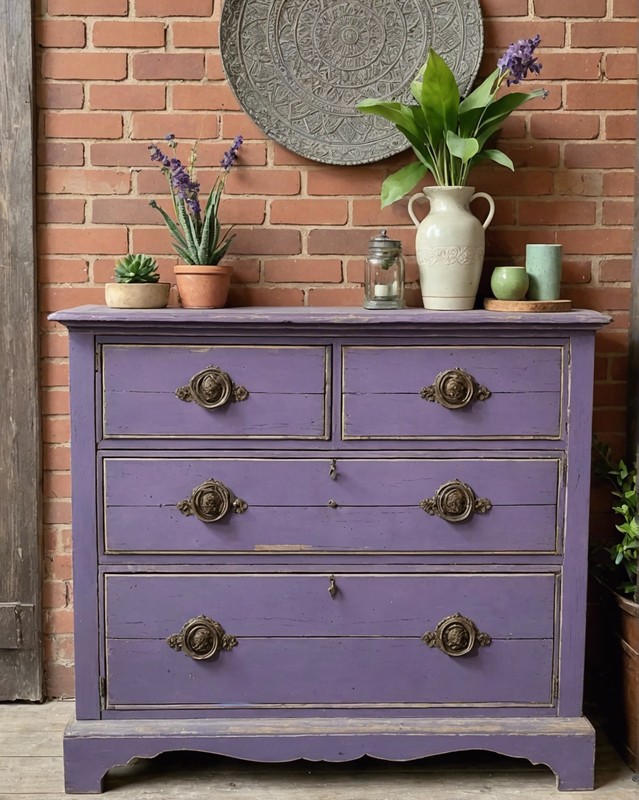 Vintage Purple Painted Dresser