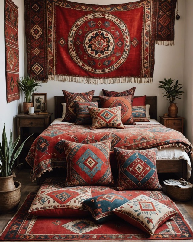 Vintage Rug with Ethnic Pillows