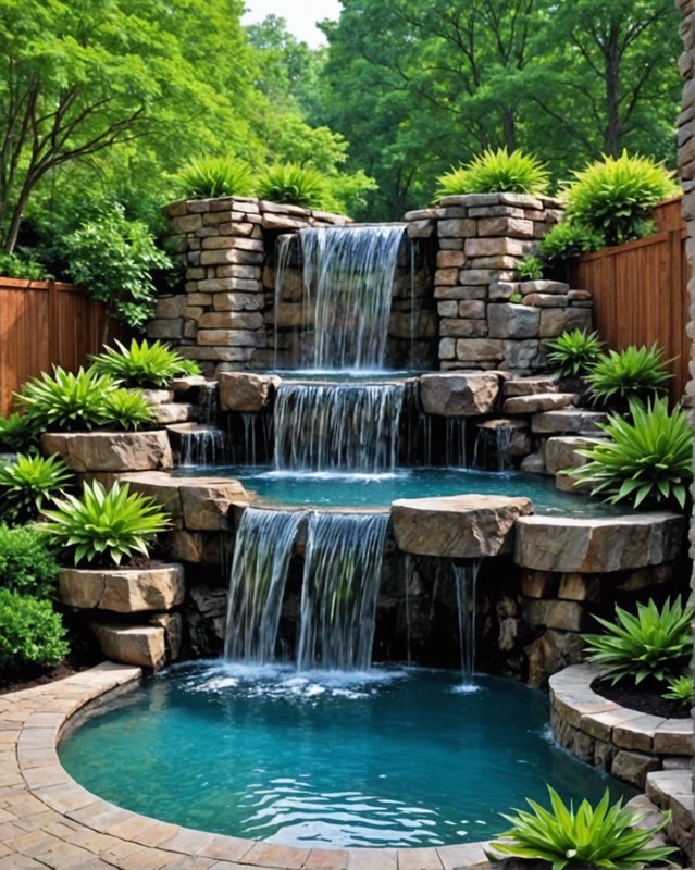 Waterfall Pool with Cascading Water Feature