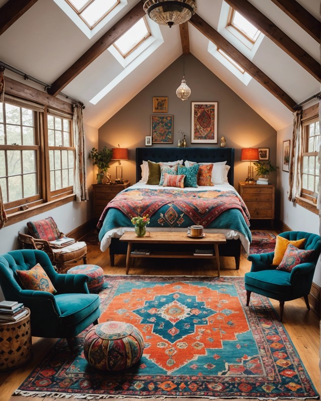 Whimsical Attic Bedrooms with Patterned Rugs