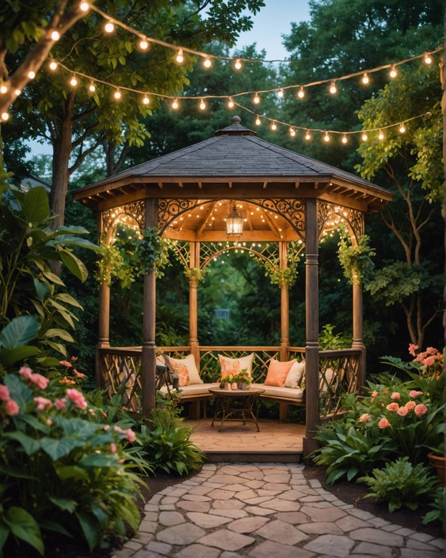 Whimsical Garden Gazebo with Twinkling Lights