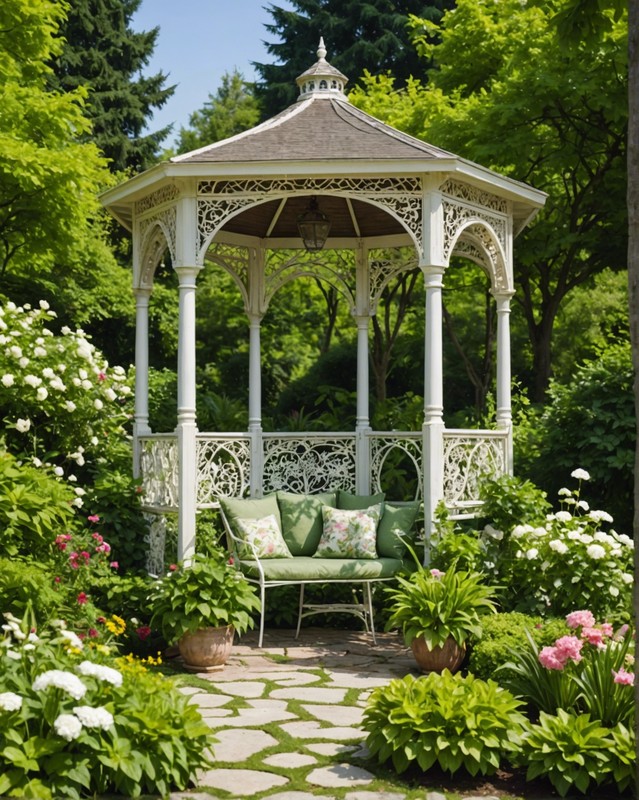 Whimsical Gazebo with Floral Patterned Fabric