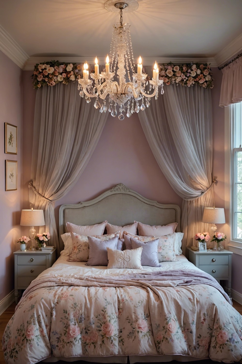 Whimsical Oasis: Floral Patterns and Dreamy Lighting
