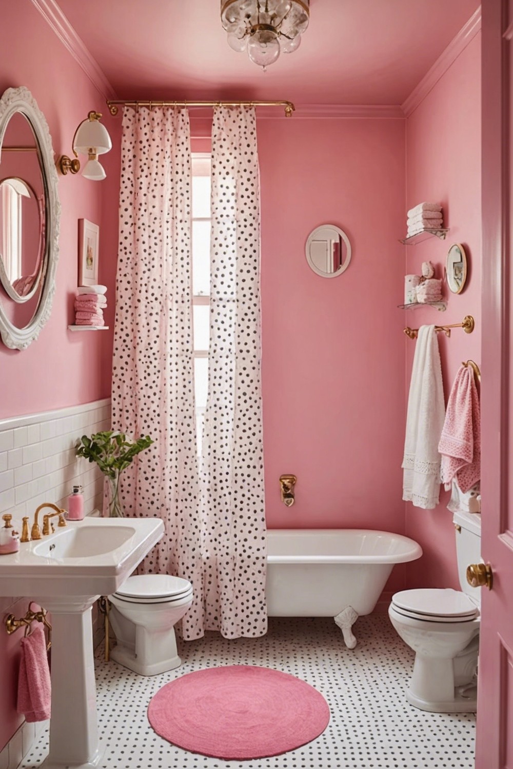 Whimsical Wonderland: Pink Polka Dot Bathroom
