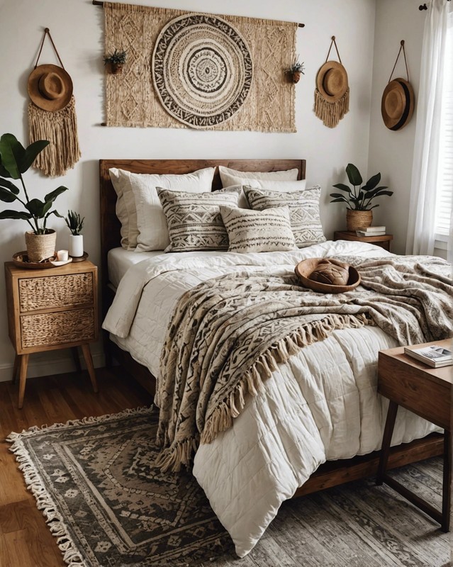 Woven Boho Bedroom with Cozy Bedding