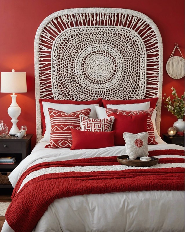 Woven Headboard with Red and White Accents