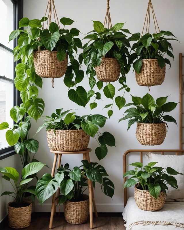 Woven Plant Basket with Pothos