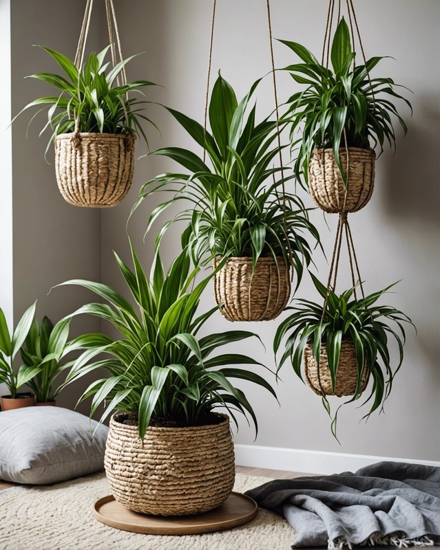 Woven Plant Basket with Spider Plant