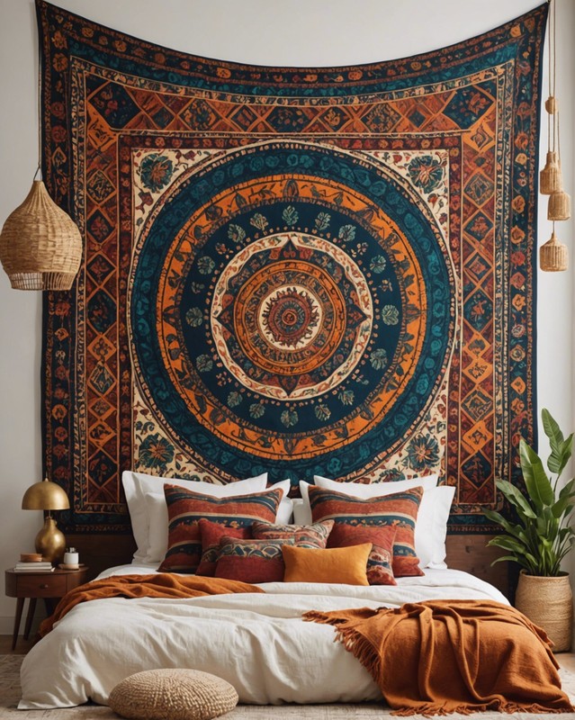 Woven tapestry with intricate patterns