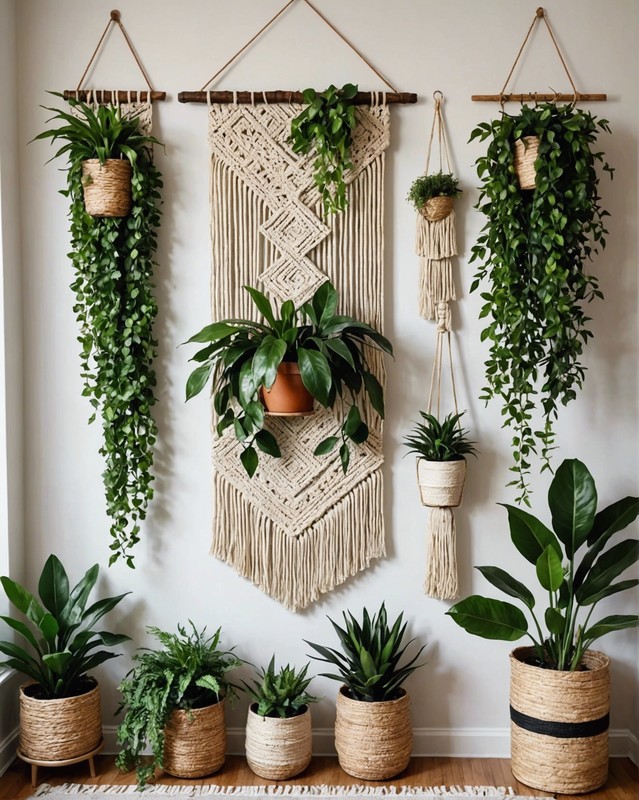 Woven Wall Hanging with Cascading Plants