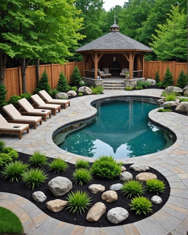 Zen-Inspired Pool House with a Rock Garden