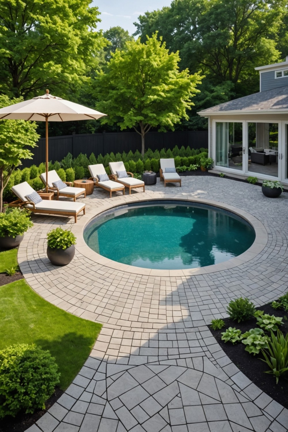 Angular Deck with Patterned Pavers