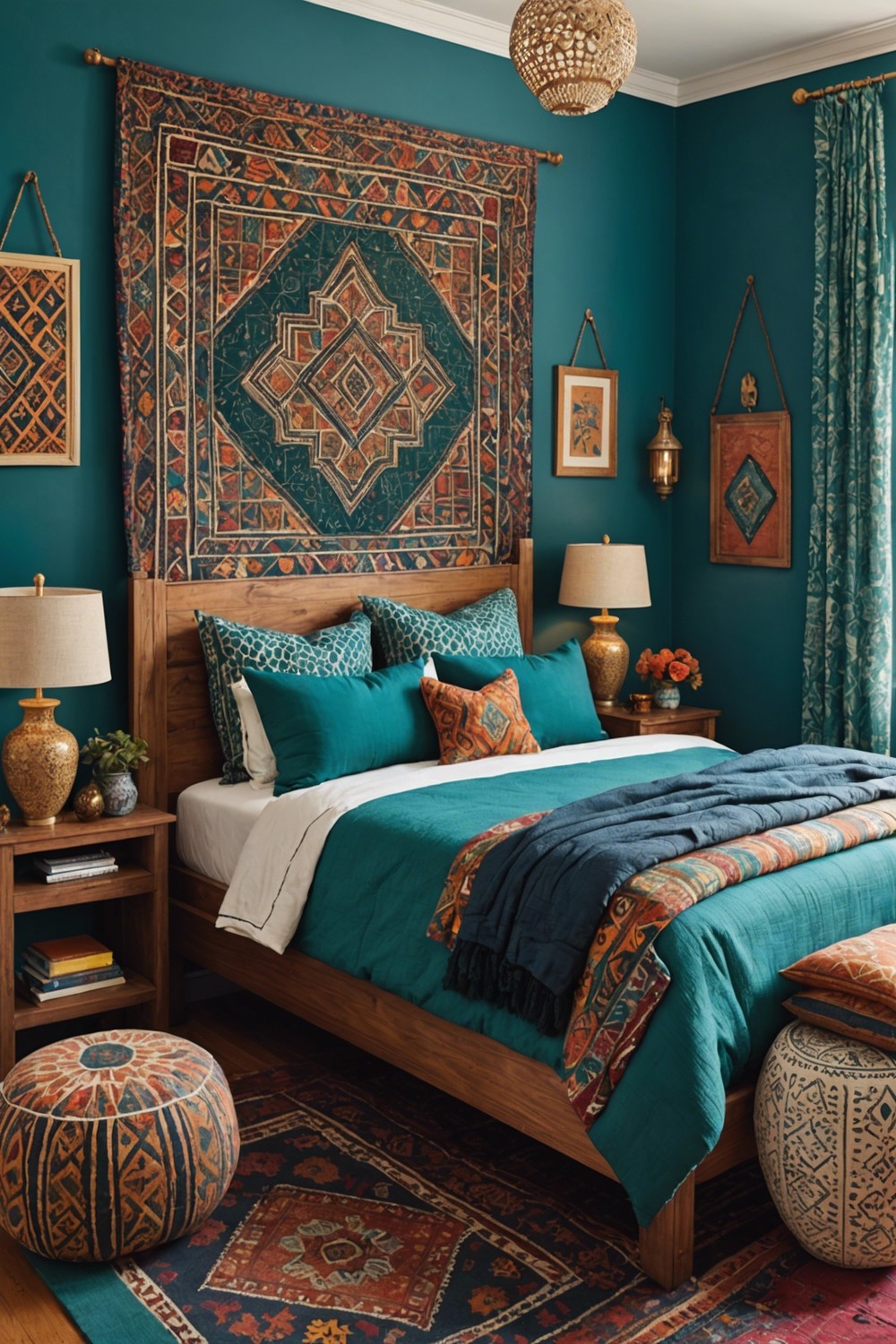 Boho Chic: Teal with Global Patterns