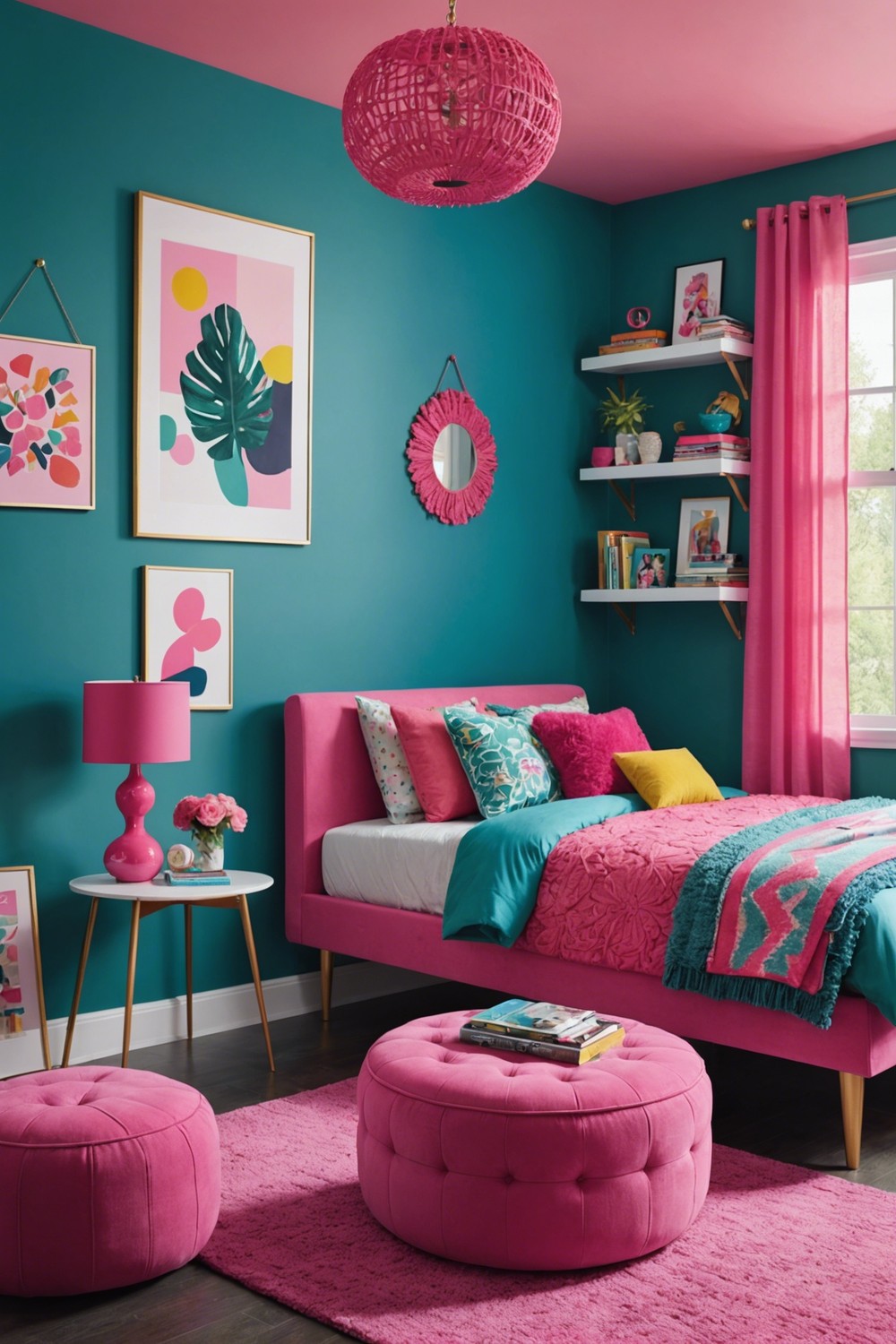 Bold and Colorful: Teal with Bright Pink Accents