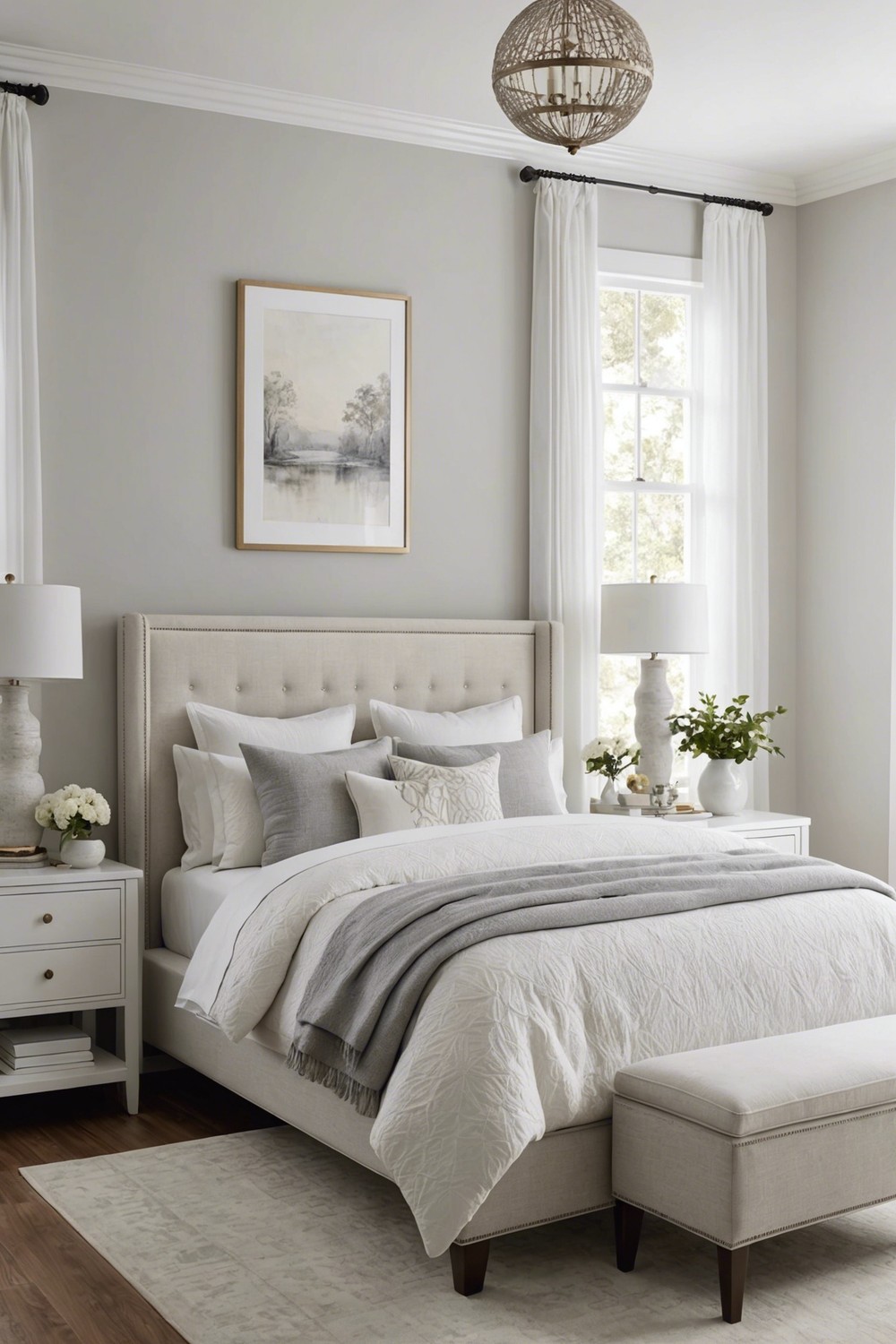 Calming Oasis: White Bedroom with Soothing Accents