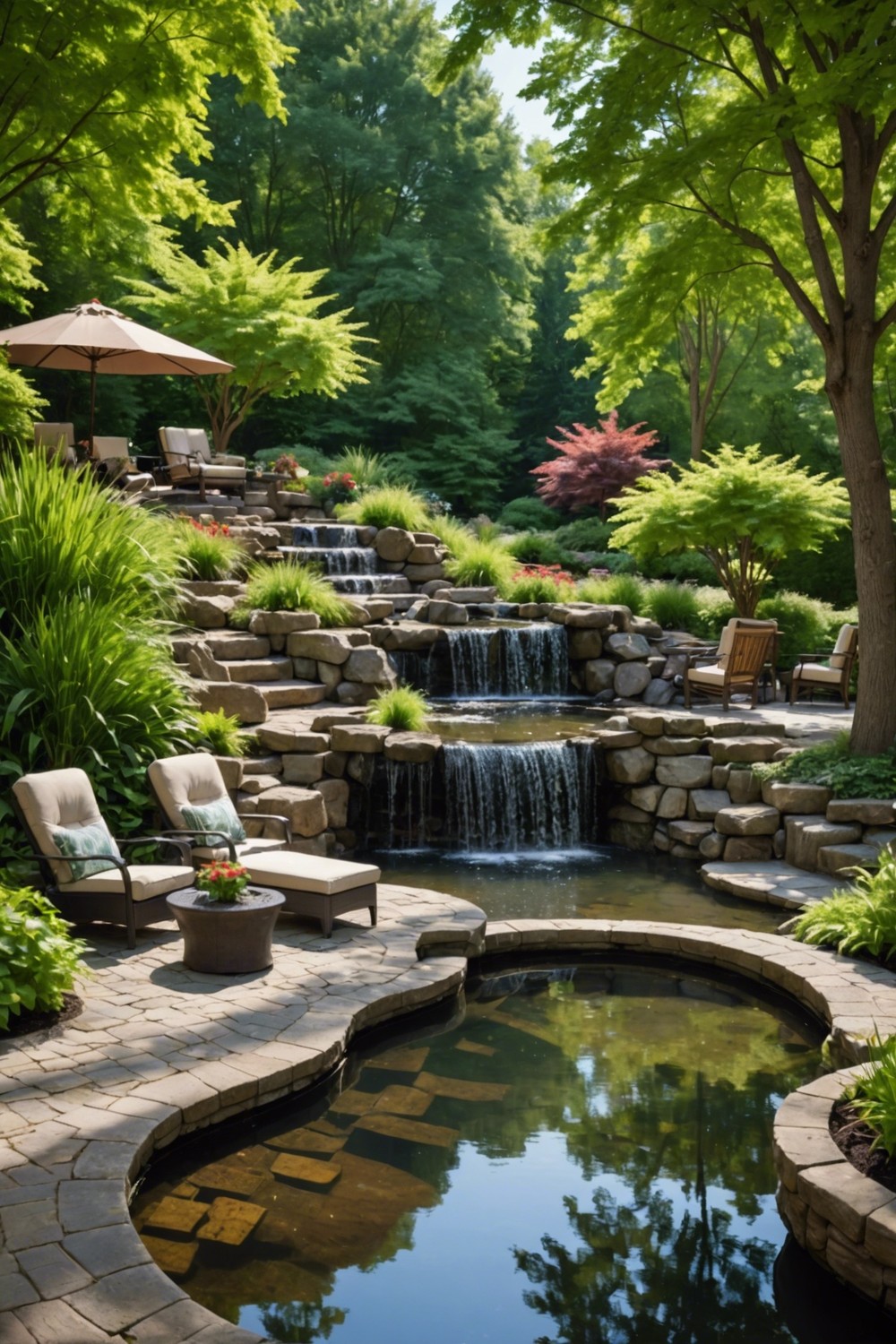 Cascading Water Features for a Soothing Sound